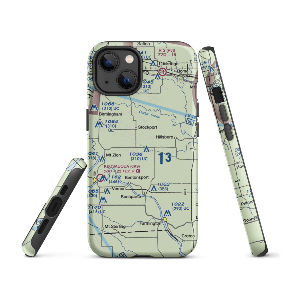 Carter Field (IA26) VFR Sectional  Tough iPhone Case iPhone 13 model shown
