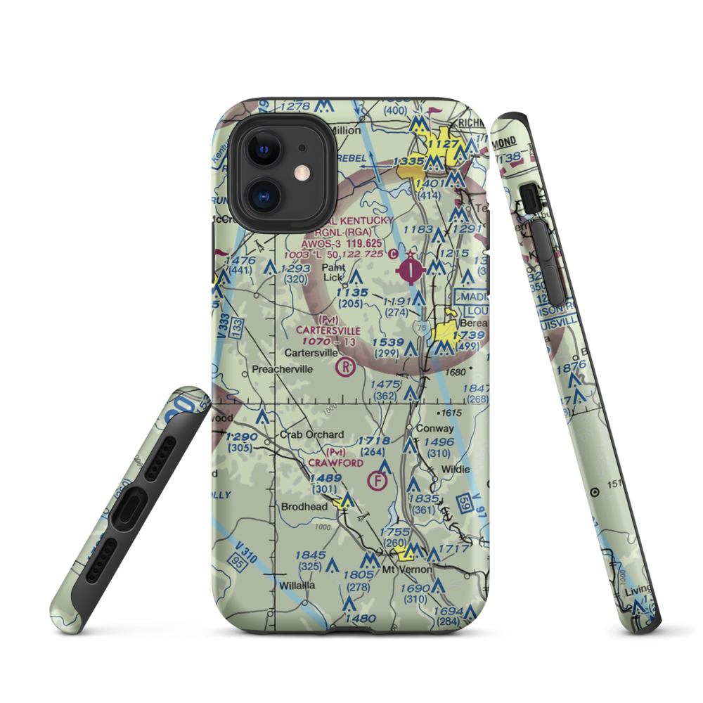 Cartersville Airport (05KY) VFR Sectional  Tough iPhone Case iPhone 11 model shown