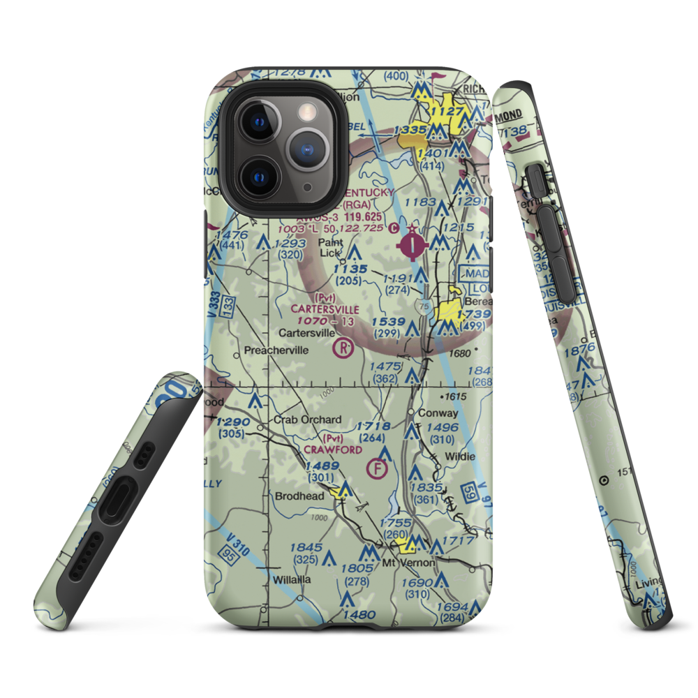 Cartersville Airport (05KY) VFR Sectional  Tough iPhone Case iPhone 11 Pro model shown