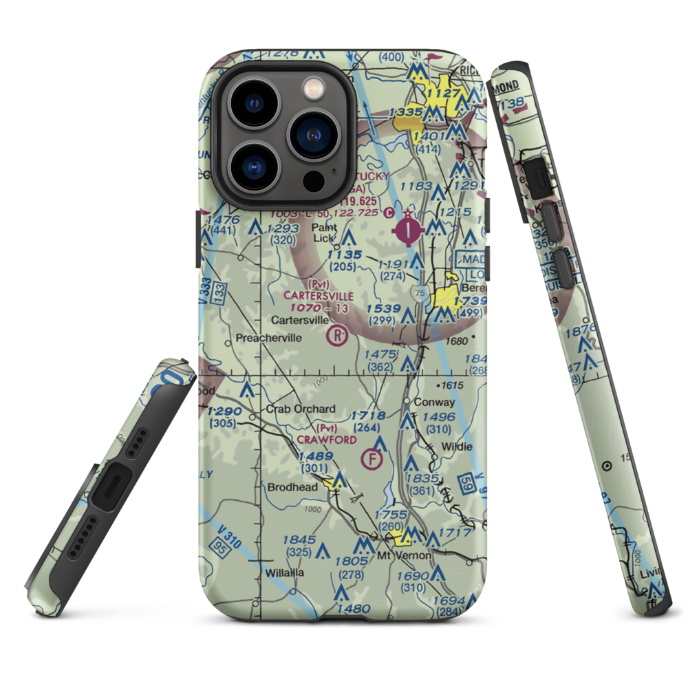 Cartersville Airport (05KY) VFR Sectional  Tough iPhone Case iPhone 13 Pro Max model shown