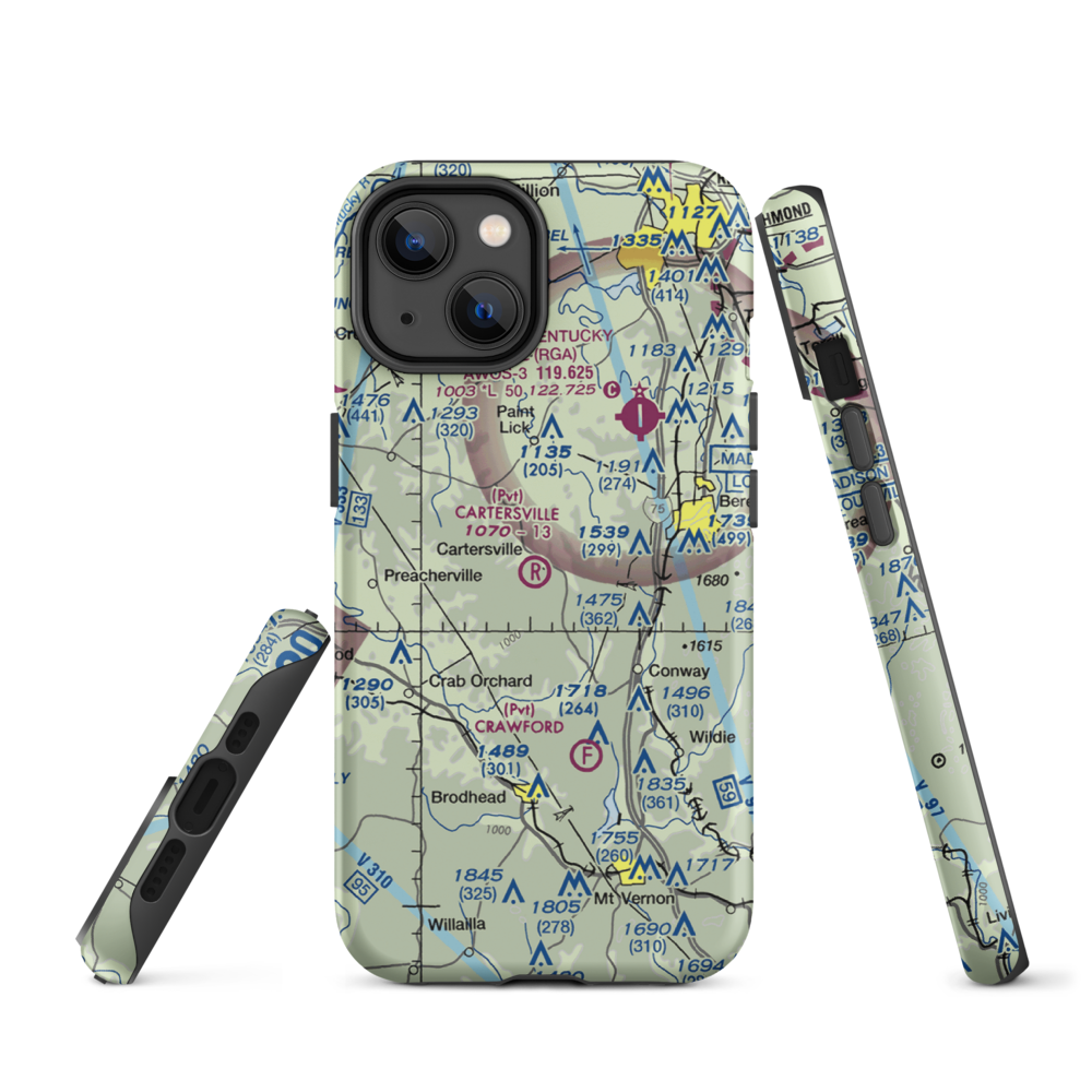 Cartersville Airport (05KY) VFR Sectional  Tough iPhone Case iPhone 14 model shown