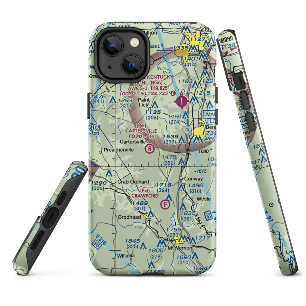 Cartersville Airport (05KY) VFR Sectional  Tough iPhone Case iPhone 14 Plus model shown