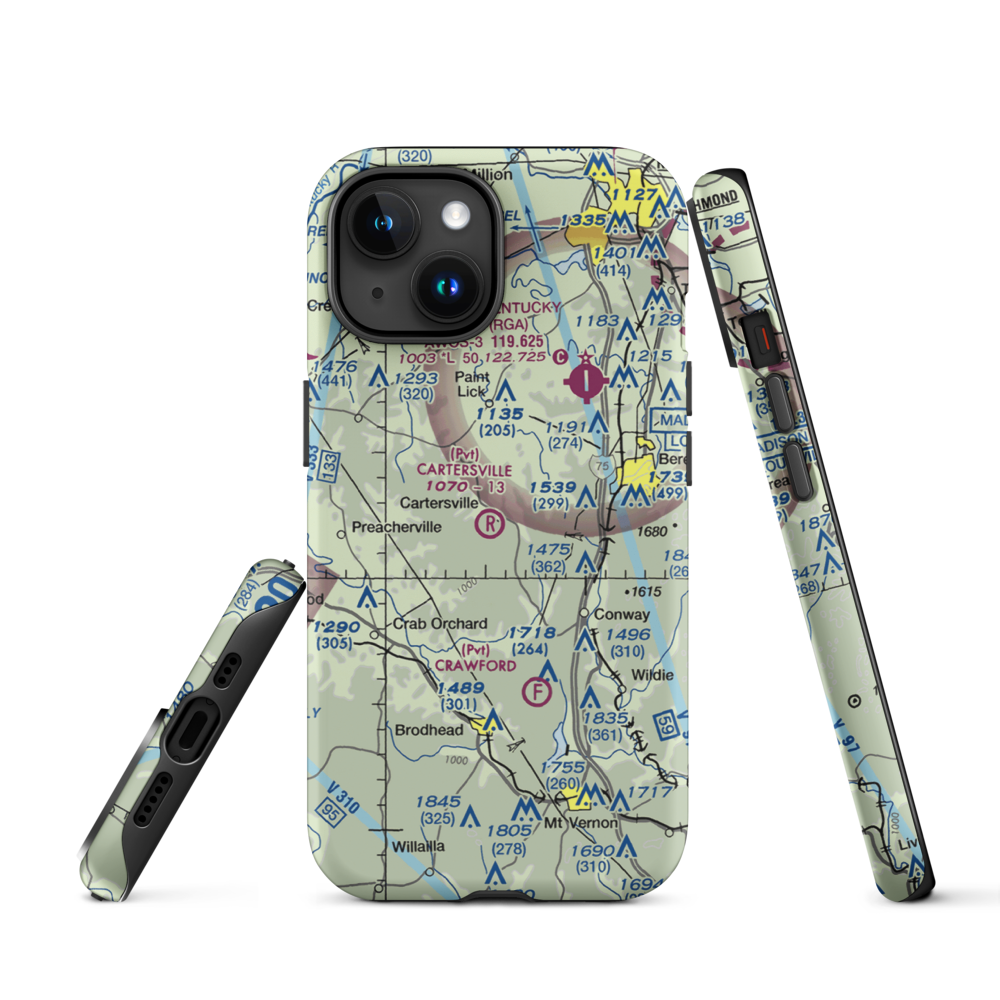 Cartersville Airport (05KY) VFR Sectional  Tough iPhone Case iPhone 15 model shown
