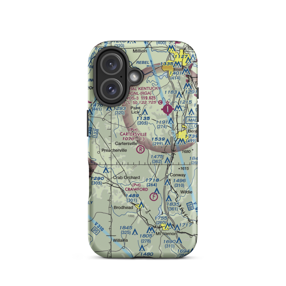 Cartersville Airport (05KY) VFR Sectional  Tough iPhone Case iPhone 16 model shown