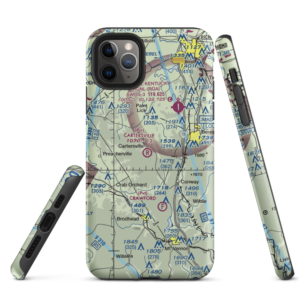 Cartersville Airport (05KY) VFR Sectional  Tough iPhone Case iPhone 11 Pro Max model shown