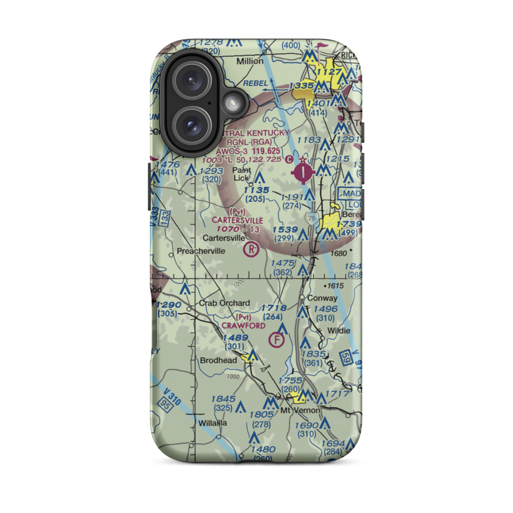 Cartersville Airport (05KY) VFR Sectional  Tough iPhone Case iPhone 16 Plus model shown