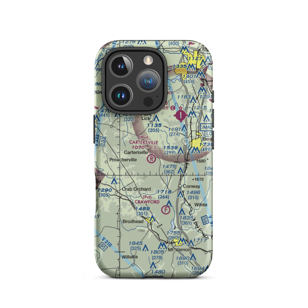 Cartersville Airport (05KY) VFR Sectional  Tough iPhone Case iPhone 16 Pro model shown