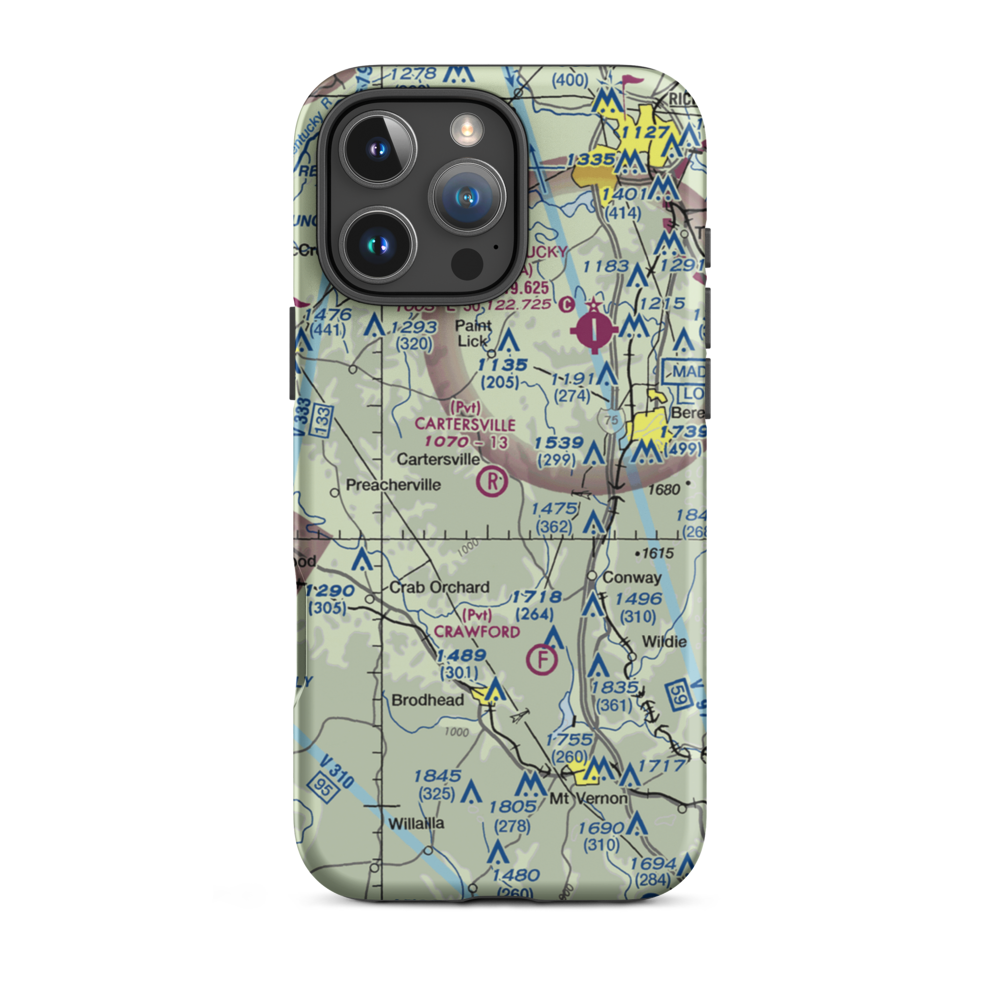 Cartersville Airport (05KY) VFR Sectional  Tough iPhone Case iPhone 16 Pro Max model shown