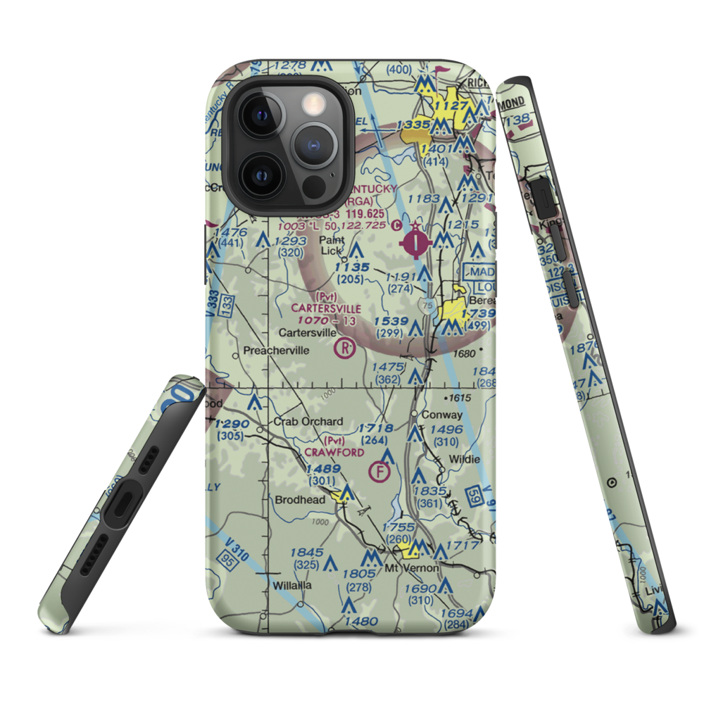 Cartersville Airport (05KY) VFR Sectional  Tough iPhone Case iPhone 12 Pro Max model shown