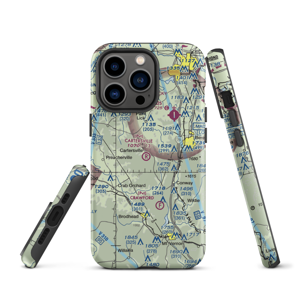 Cartersville Airport (05KY) VFR Sectional  Tough iPhone Case iPhone 13 Pro model shown