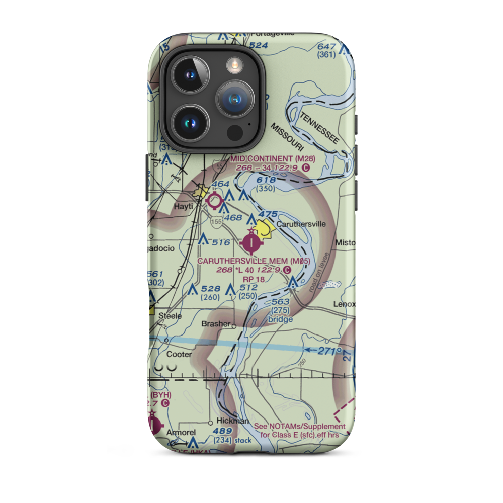 Caruthersville Memorial Airport (M05) VFR Sectional  Tough iPhone Case iPhone 16 Pro Max model shown