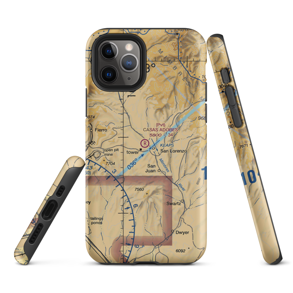 Casas Adobes Airpark (NM69) VFR Sectional  Tough iPhone Case iPhone 11 Pro model shown