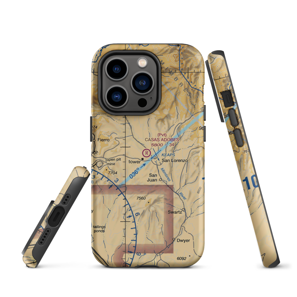 Casas Adobes Airpark (NM69) VFR Sectional  Tough iPhone Case iPhone 14 Pro model shown