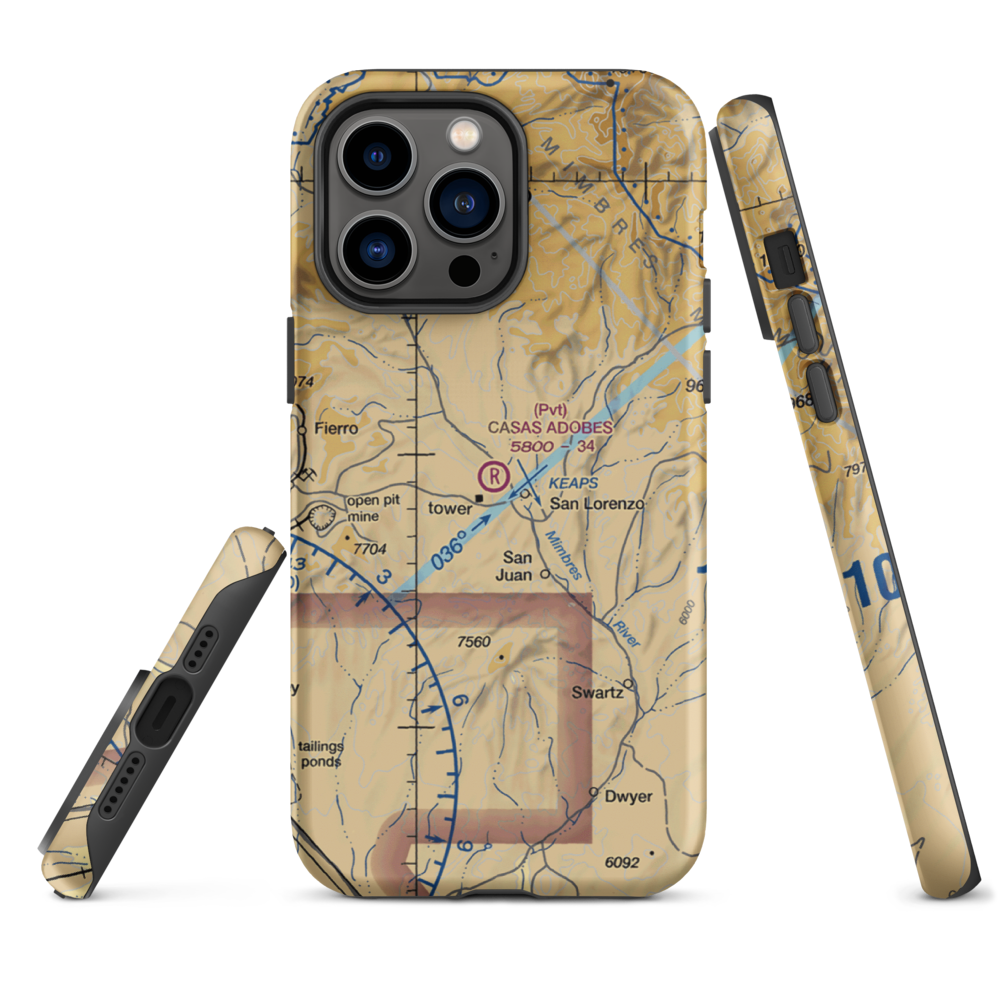 Casas Adobes Airpark (NM69) VFR Sectional  Tough iPhone Case iPhone 14 Pro Max model shown