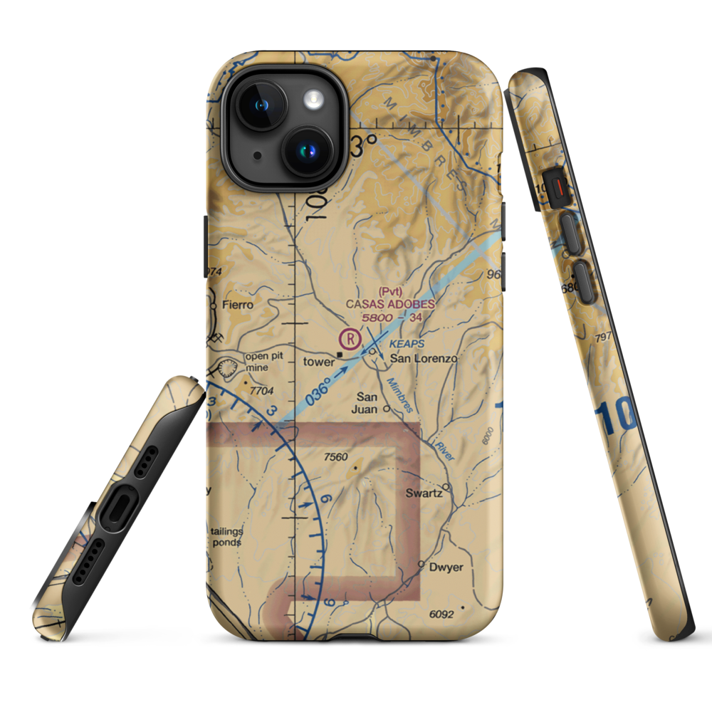 Casas Adobes Airpark (NM69) VFR Sectional  Tough iPhone Case iPhone 15 Plus model shown