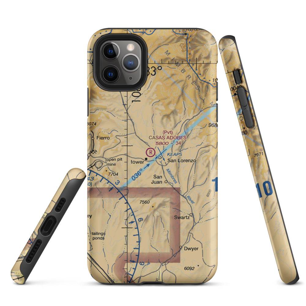 Casas Adobes Airpark (NM69) VFR Sectional  Tough iPhone Case iPhone 11 Pro Max model shown