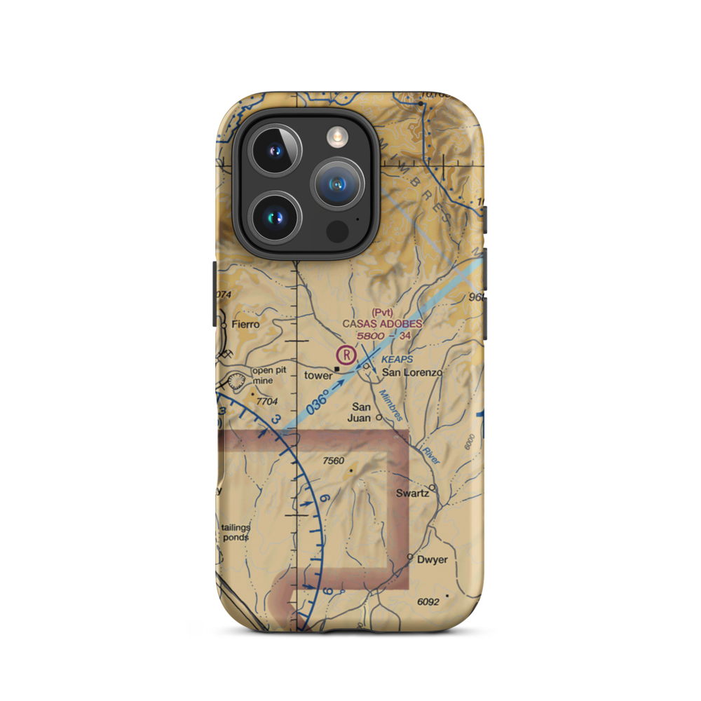 Casas Adobes Airpark (NM69) VFR Sectional  Tough iPhone Case iPhone 16 Pro model shown