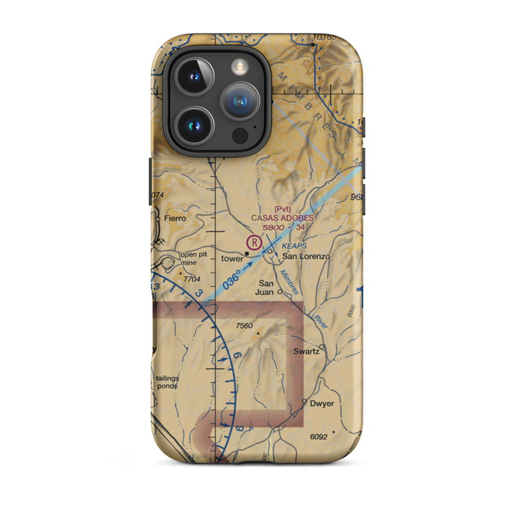 Casas Adobes Airpark (NM69) VFR Sectional  Tough iPhone Case iPhone 16 Pro Max model shown