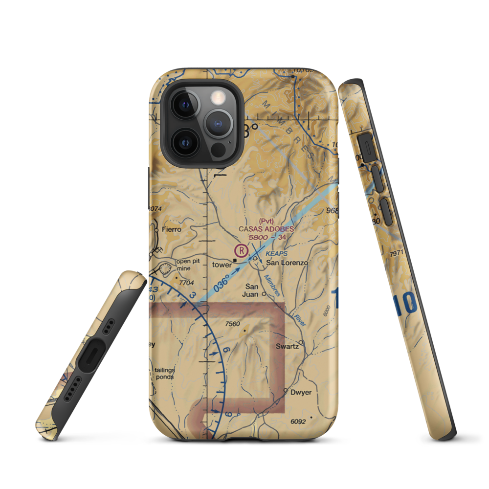 Casas Adobes Airpark (NM69) VFR Sectional  Tough iPhone Case iPhone 12 Pro model shown