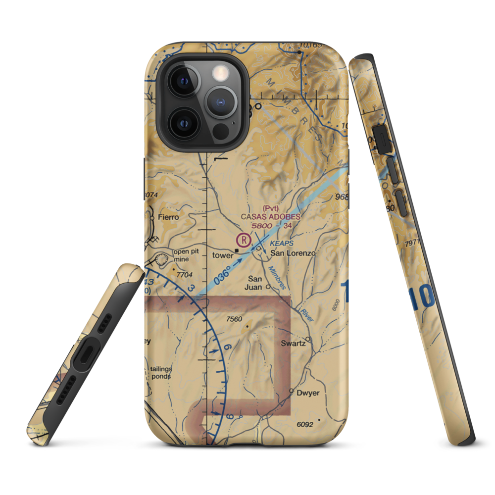 Casas Adobes Airpark (NM69) VFR Sectional  Tough iPhone Case iPhone 12 Pro Max model shown