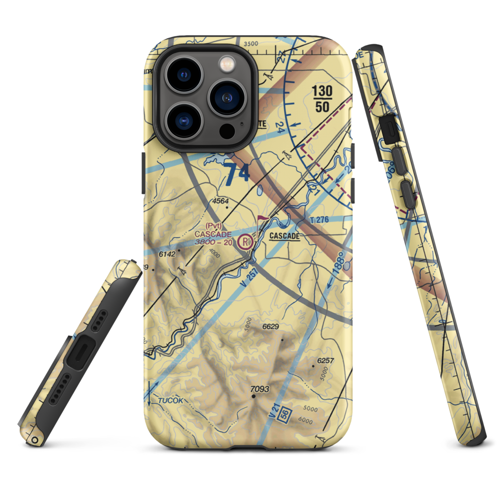 Cascade Field (3MT7) VFR Sectional  Tough iPhone Case iPhone 13 Pro Max model shown