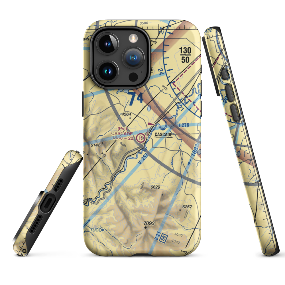 Cascade Field (3MT7) VFR Sectional  Tough iPhone Case iPhone 15 Pro Max model shown