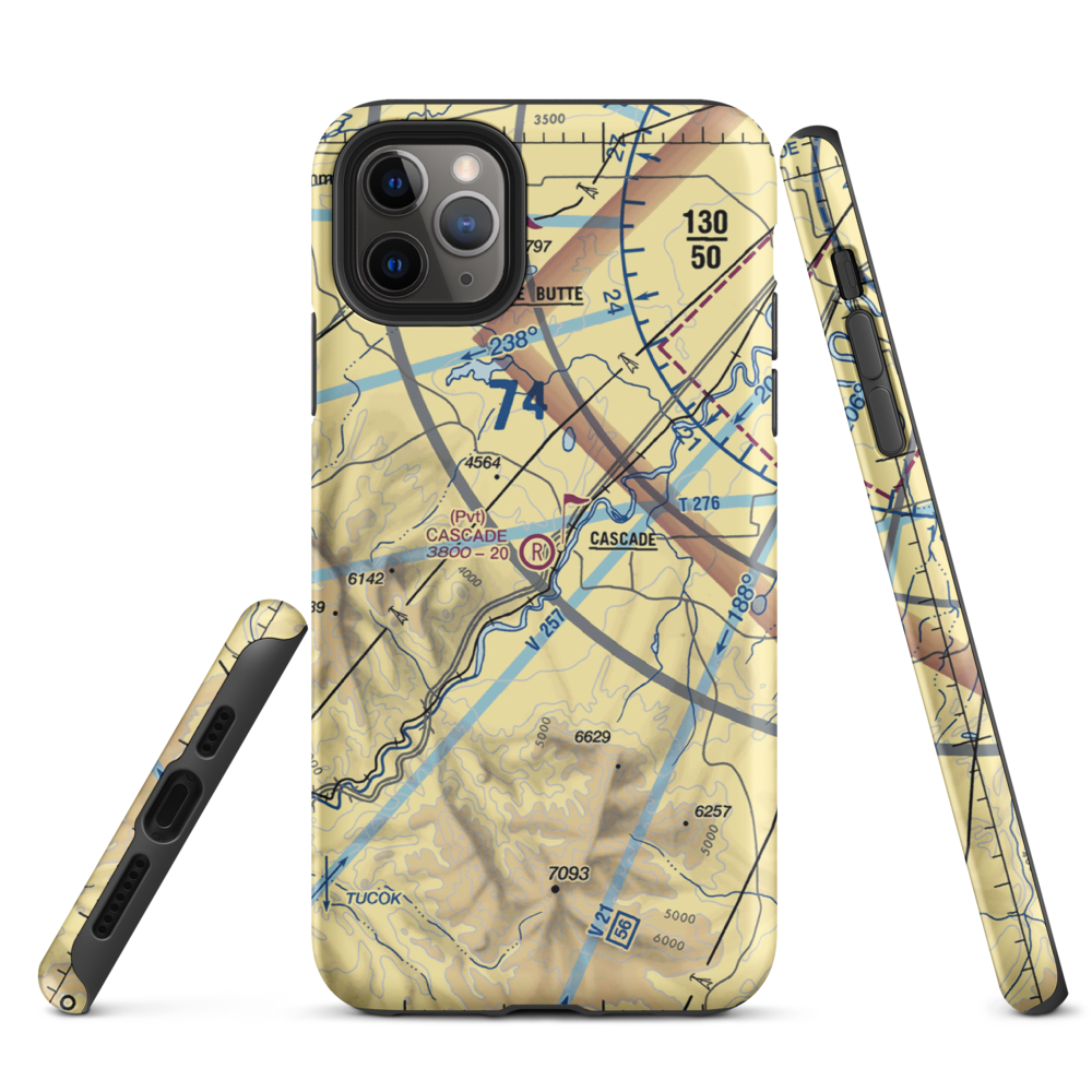 Cascade Field (3MT7) VFR Sectional  Tough iPhone Case iPhone 11 Pro Max model shown