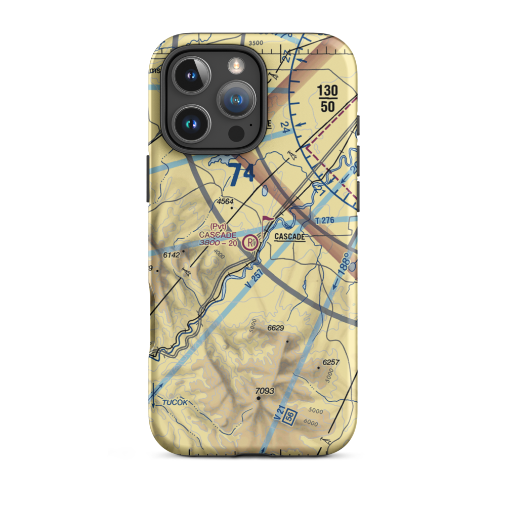 Cascade Field (3MT7) VFR Sectional  Tough iPhone Case iPhone 16 Pro Max model shown