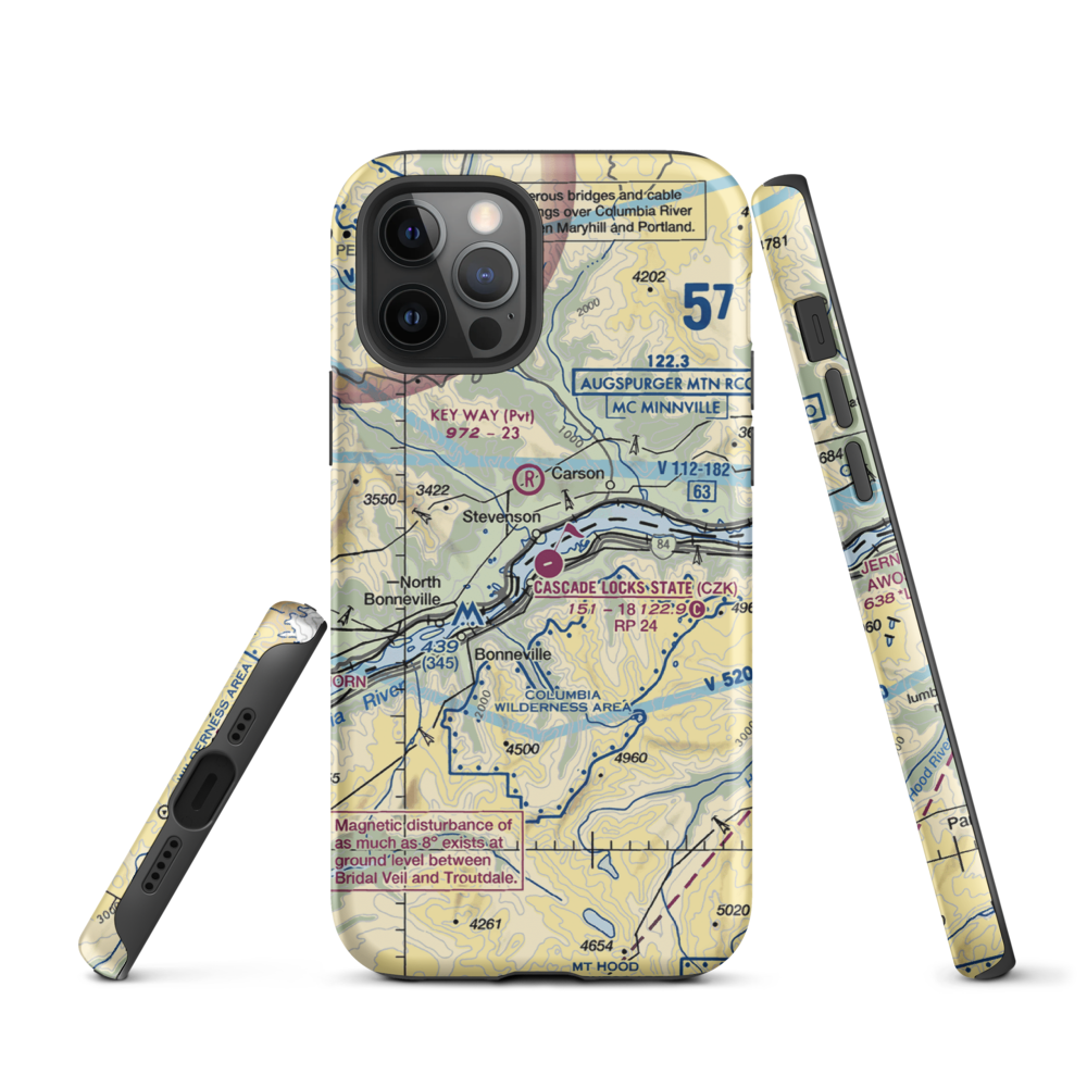 Cascade Locks State Airport (CZK) VFR Sectional  Tough iPhone Case iPhone 12 Pro model shown