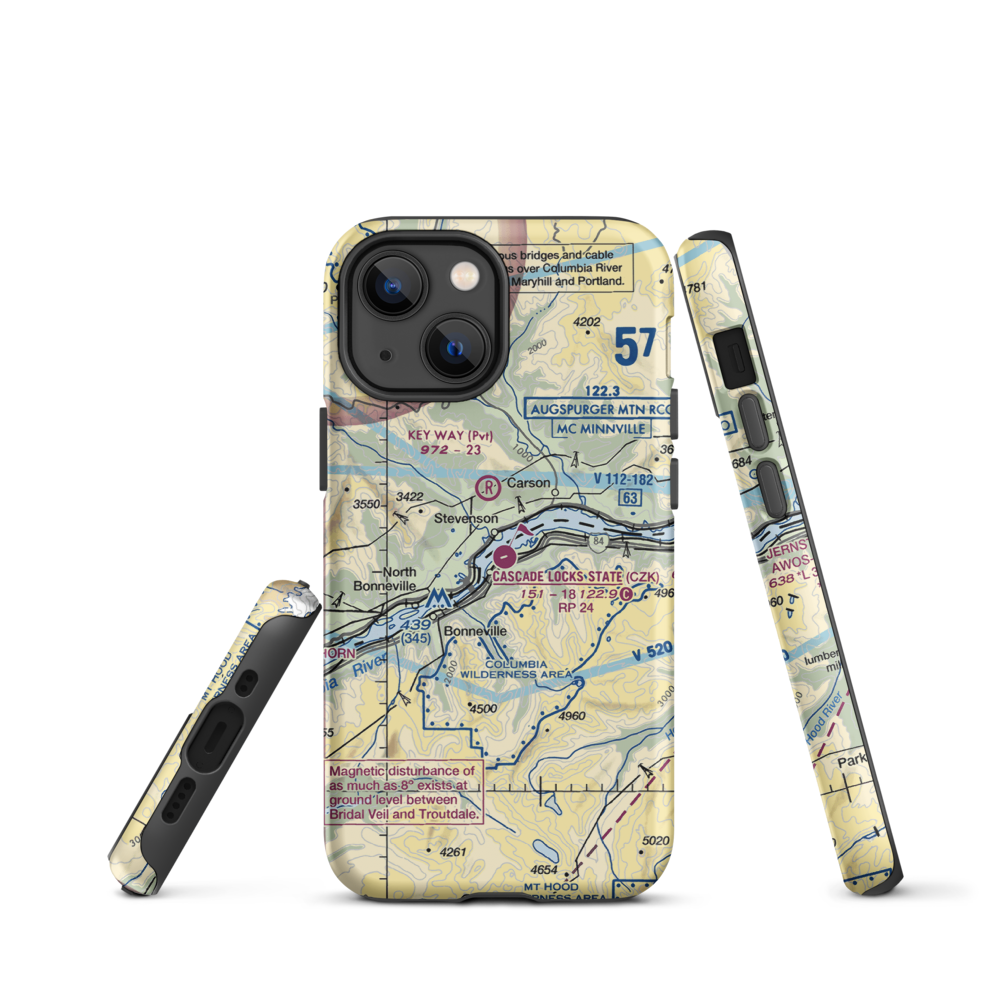 Cascade Locks State Airport (CZK) VFR Sectional  Tough iPhone Case iPhone 13 mini model shown