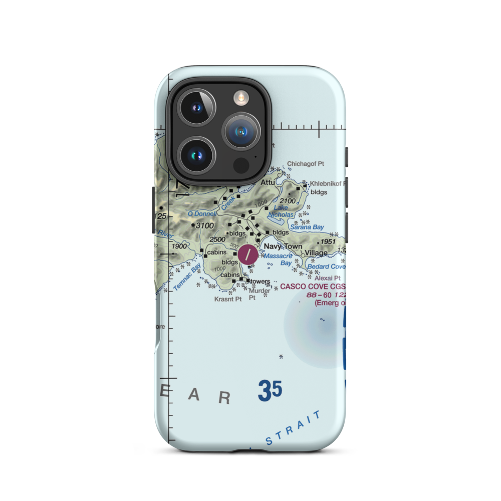 Casco Cove Coast Guard Station (ATU) VFR Sectional  Tough iPhone Case iPhone 16 Pro model shown