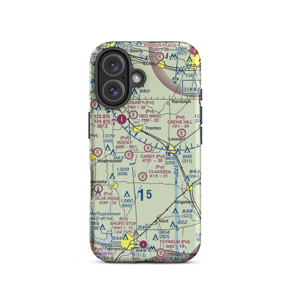 Casey Field (TE06) VFR Sectional  Tough iPhone Case iPhone 16 model shown