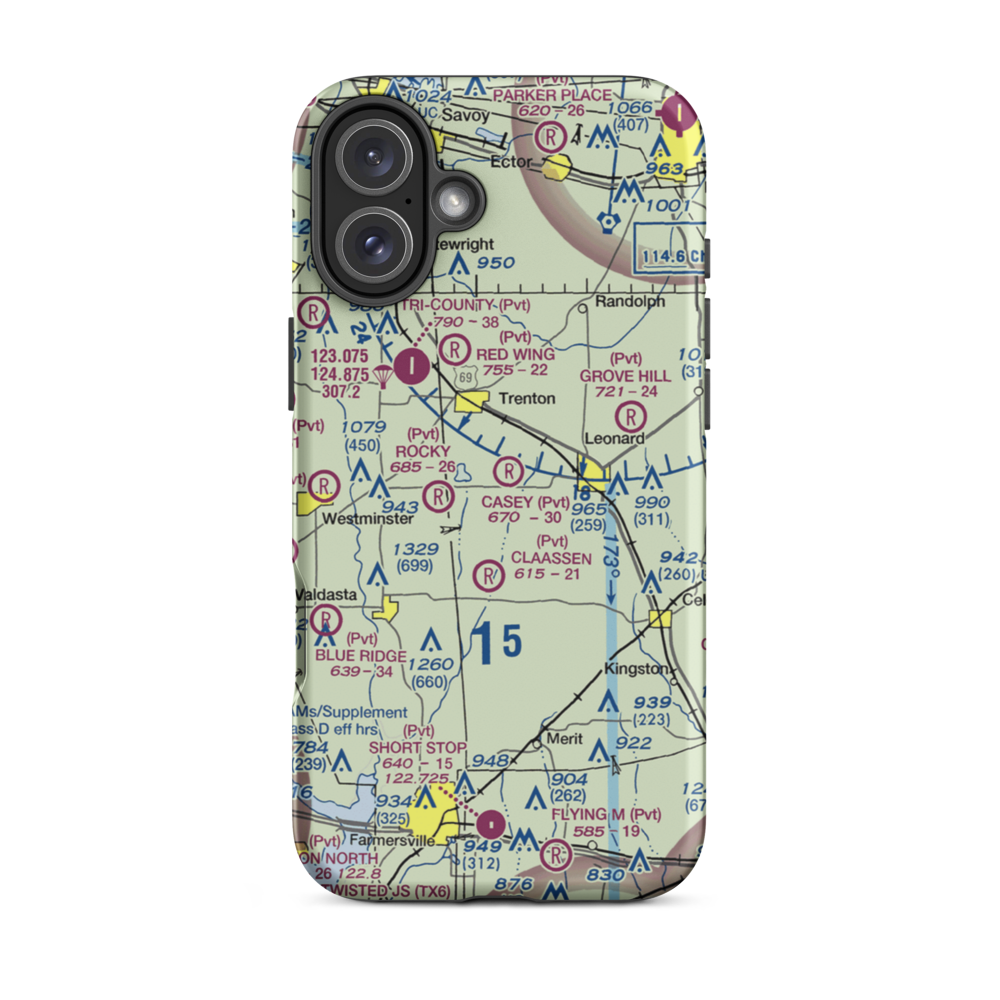 Casey Field (TE06) VFR Sectional  Tough iPhone Case iPhone 16 Plus model shown