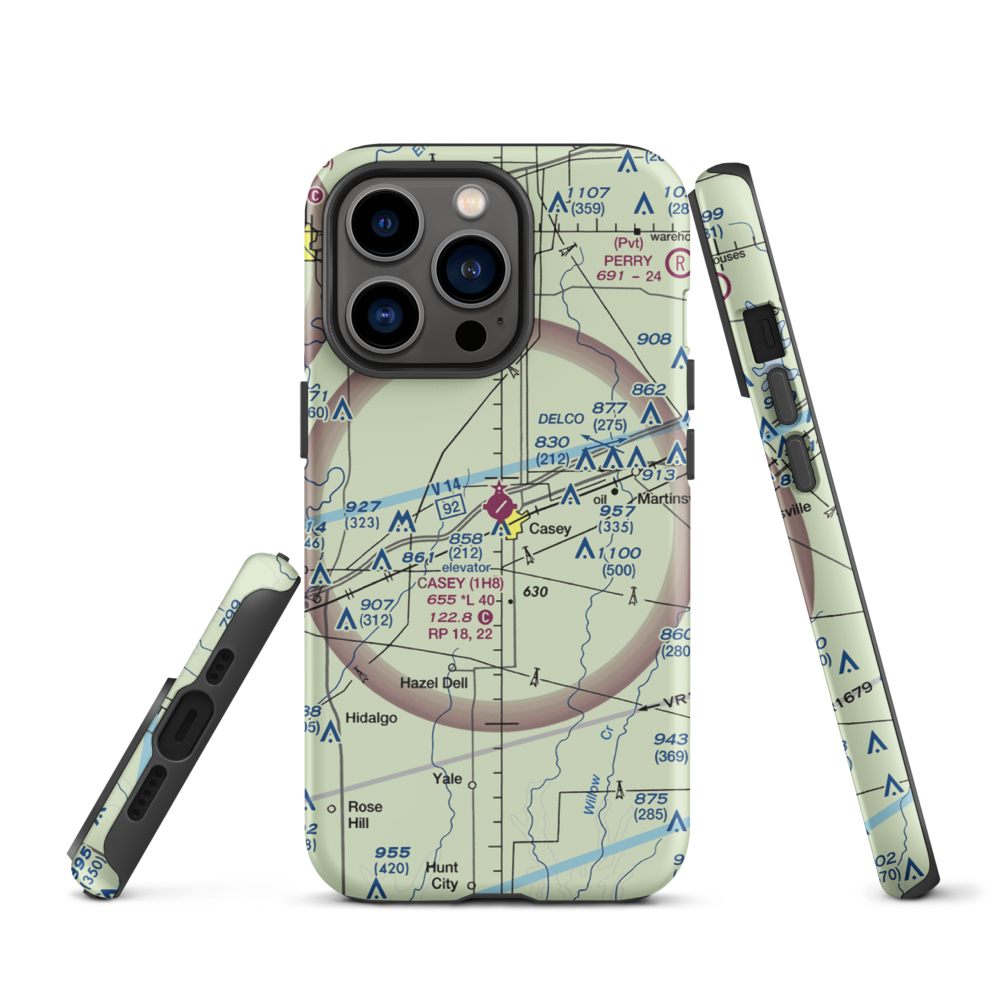 Casey Municipal Airport (1H8) VFR Sectional  Tough iPhone Case iPhone 13 Pro model shown