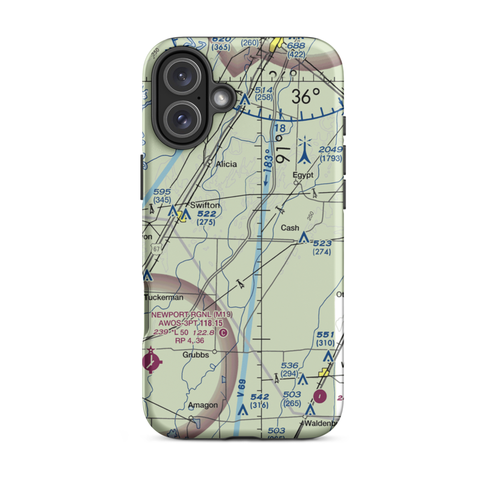 Cash field (CASH) VFR Sectional  Tough iPhone Case iPhone 16 Plus model shown