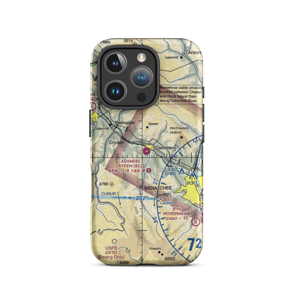 Cashmere-Dryden Airport (8S2) VFR Sectional  Tough iPhone Case iPhone 16 Pro model shown