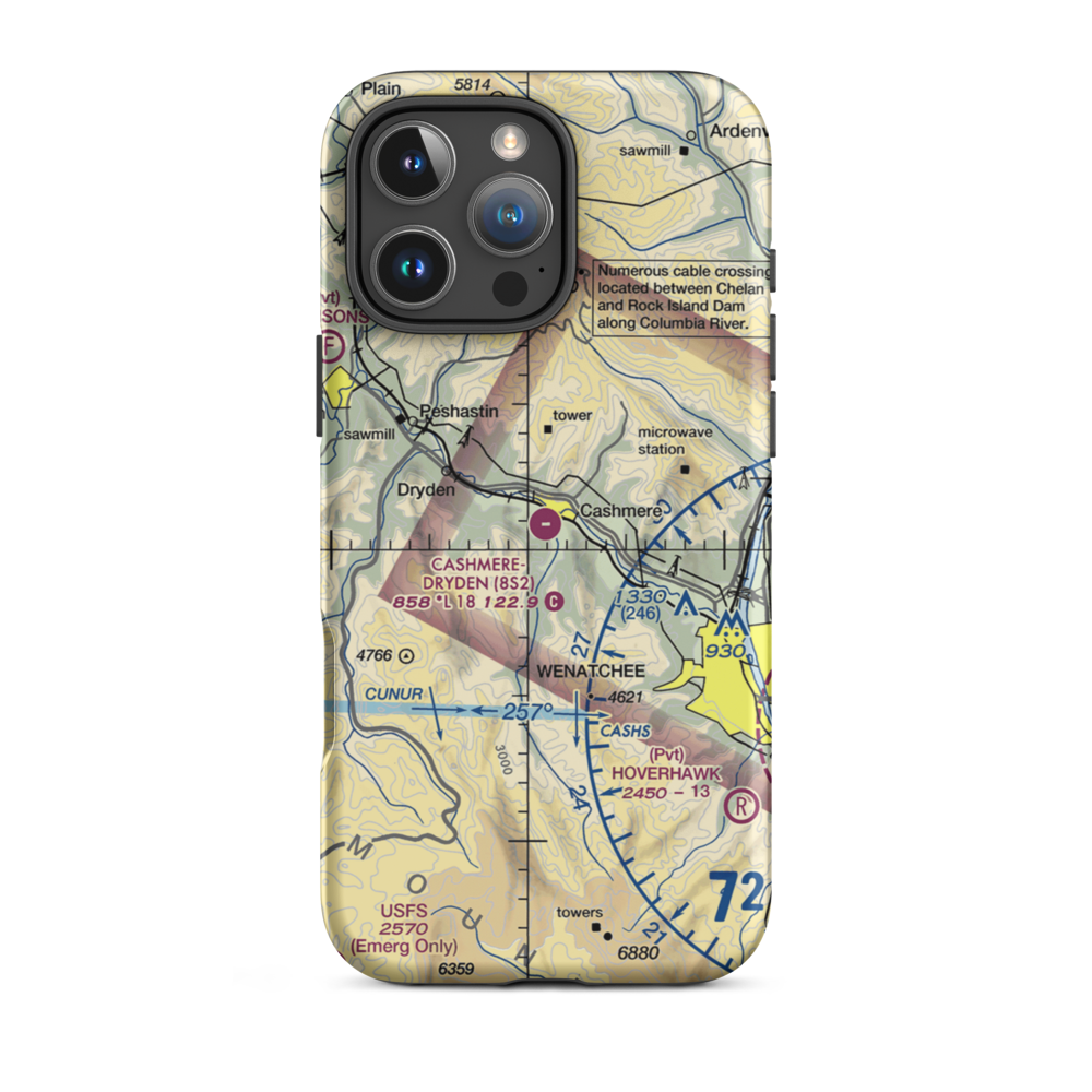Cashmere-Dryden Airport (8S2) VFR Sectional  Tough iPhone Case iPhone 16 Pro Max model shown