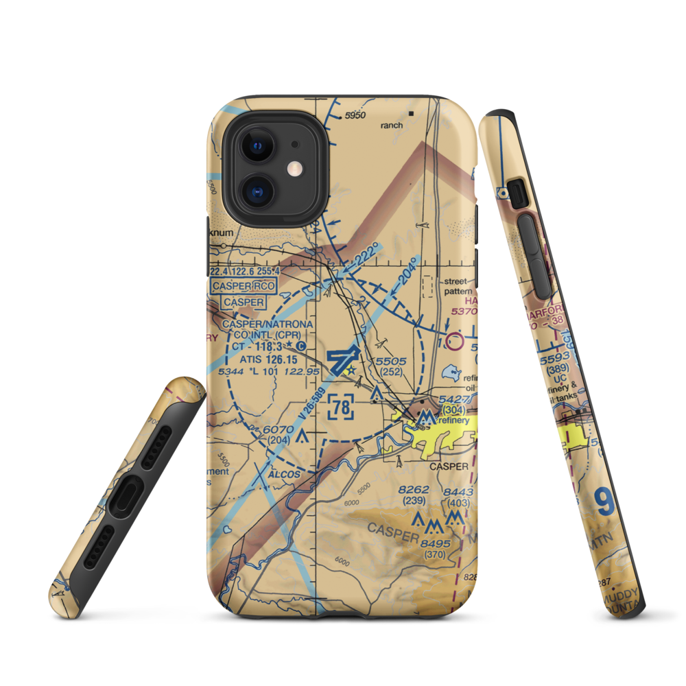Casper-Natrona County International Airport (CPR) VFR Sectional  Tough iPhone Case iPhone 11 model shown