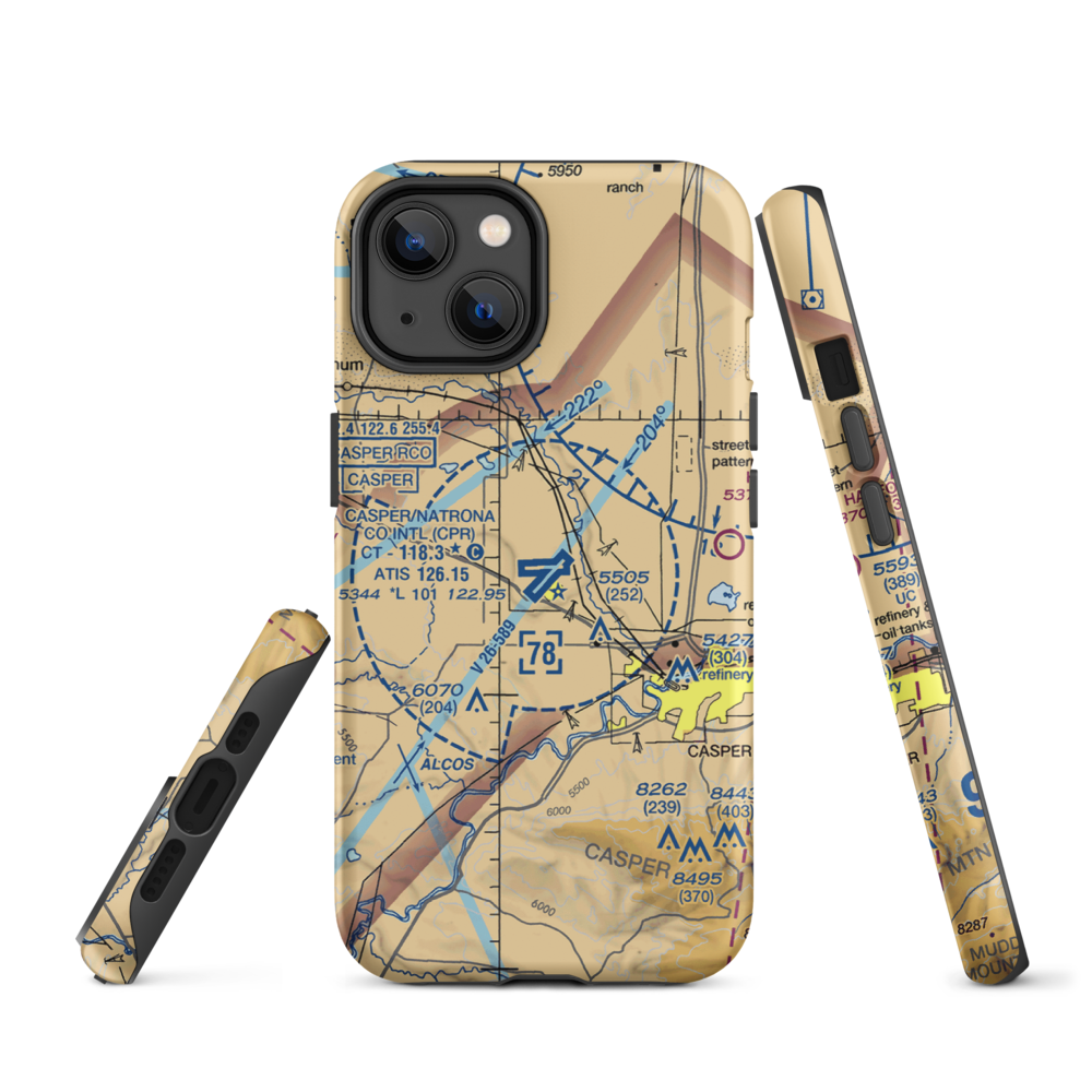 Casper-Natrona County International Airport (CPR) VFR Sectional  Tough iPhone Case iPhone 14 model shown