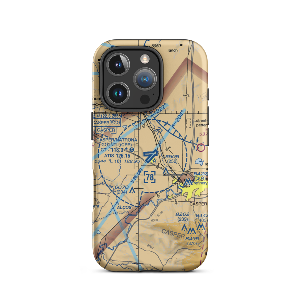Casper-Natrona County International Airport (CPR) VFR Sectional  Tough iPhone Case iPhone 16 Pro model shown