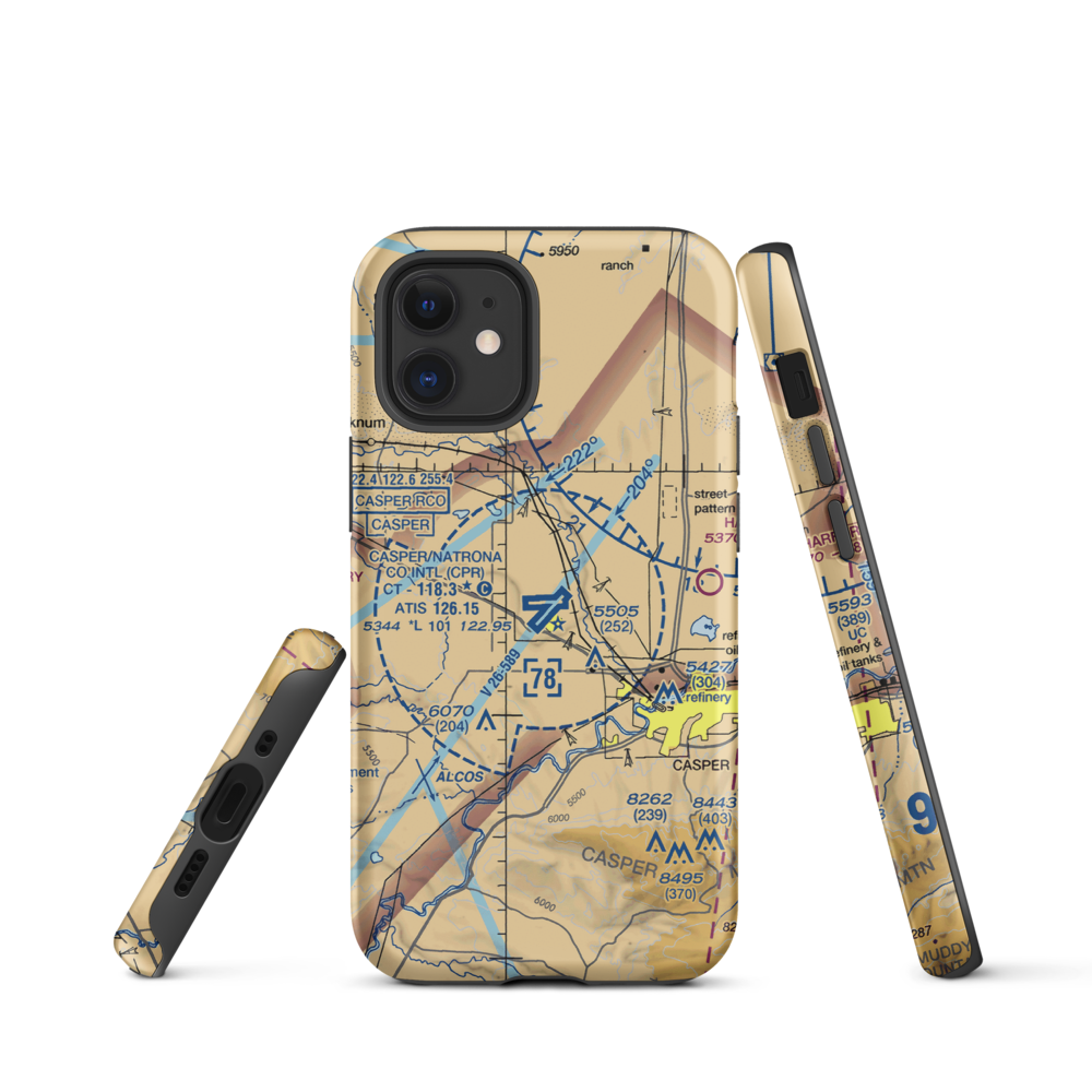 Casper-Natrona County International Airport (CPR) VFR Sectional  Tough iPhone Case iPhone 12 mini model shown