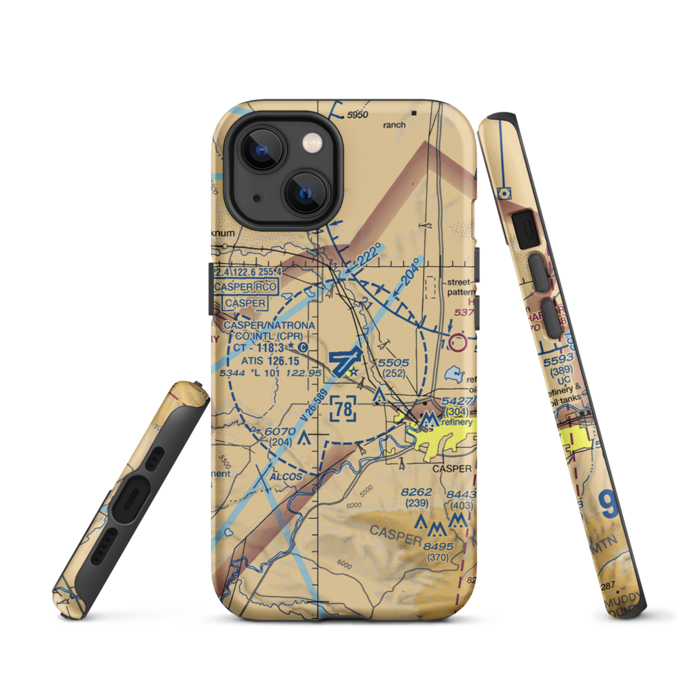 Casper-Natrona County International Airport (CPR) VFR Sectional  Tough iPhone Case iPhone 13 model shown