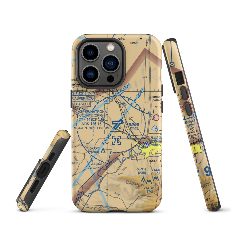 Casper-Natrona County International Airport (CPR) VFR Sectional  Tough iPhone Case iPhone 13 Pro model shown