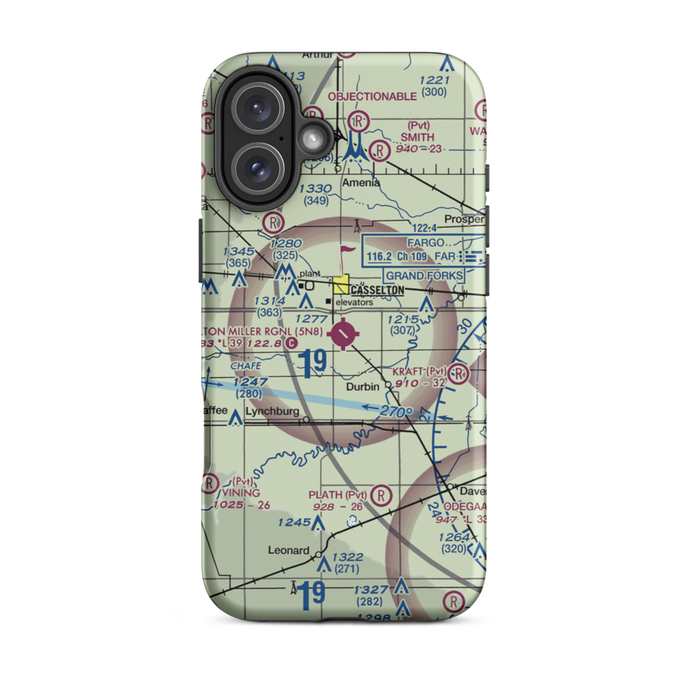 Casselton Robert Miller Regional Airport (5N8) VFR Sectional  Tough iPhone Case iPhone 16 Plus model shown