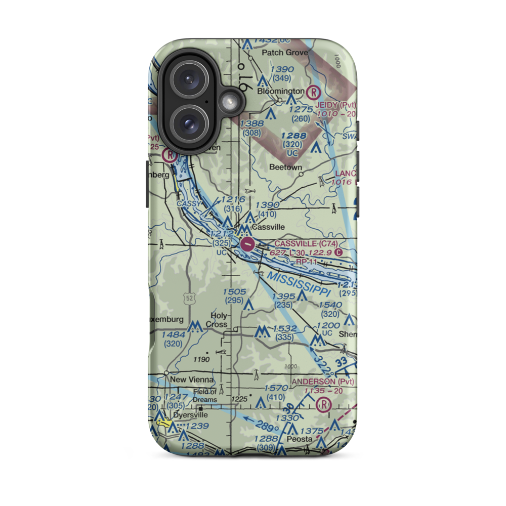 Cassville Municipal Airport (C74) VFR Sectional  Tough iPhone Case iPhone 16 Plus model shown