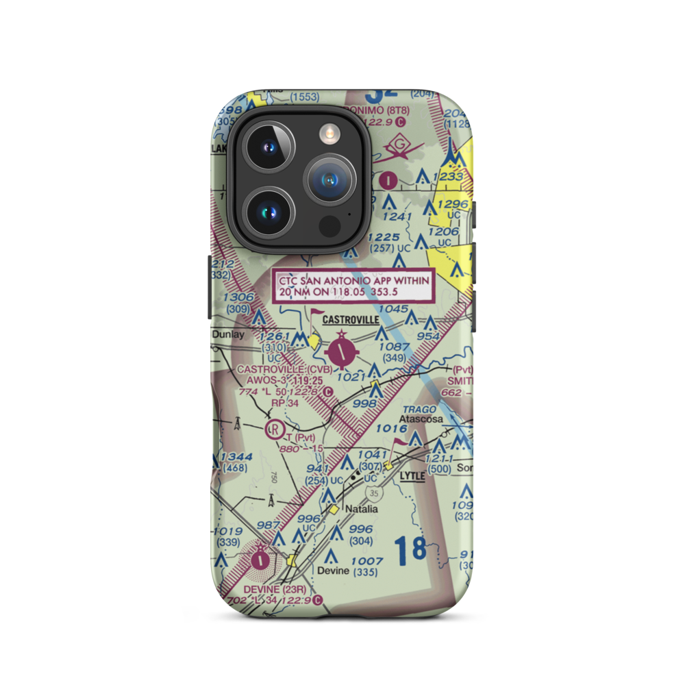 Castroville Municipal Airport (CVB) VFR Sectional  Tough iPhone Case iPhone 16 Pro model shown