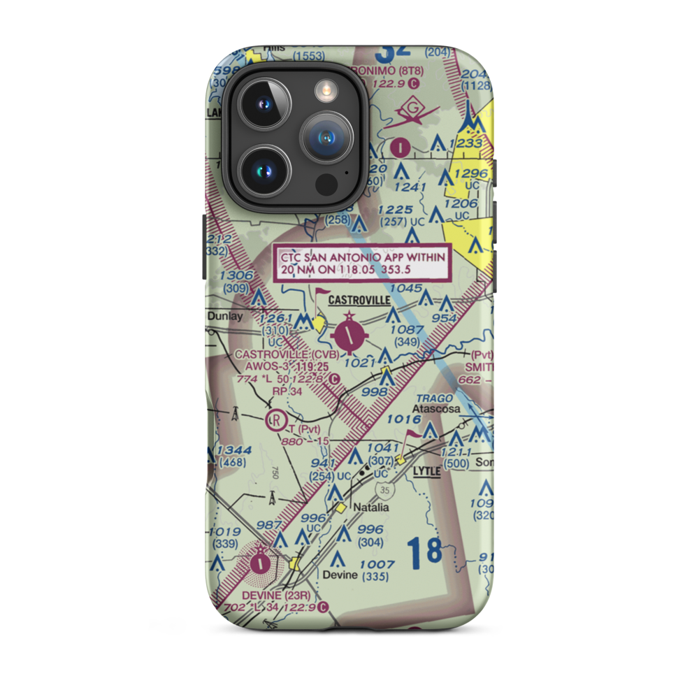 Castroville Municipal Airport (CVB) VFR Sectional  Tough iPhone Case iPhone 16 Pro Max model shown