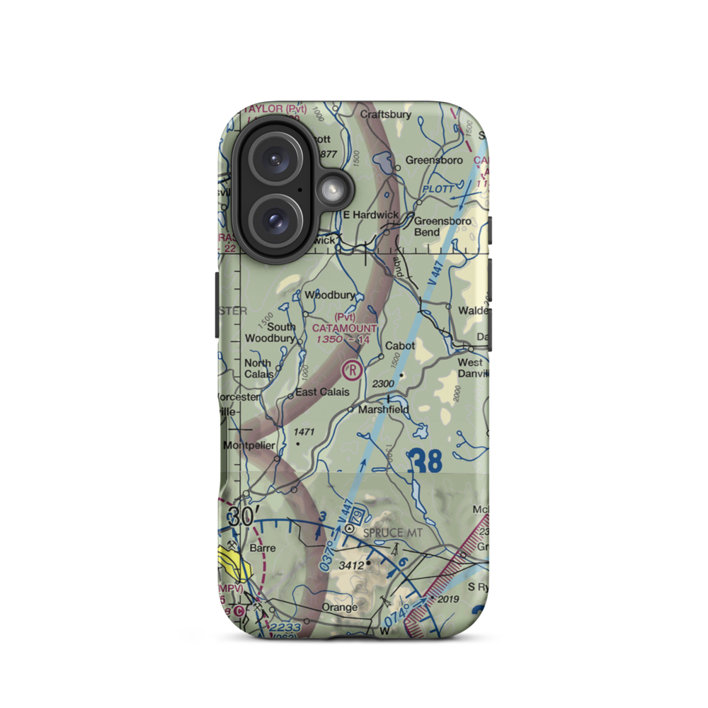 Catamount Airfield (VT62) VFR Sectional  Tough iPhone Case iPhone 16 model shown