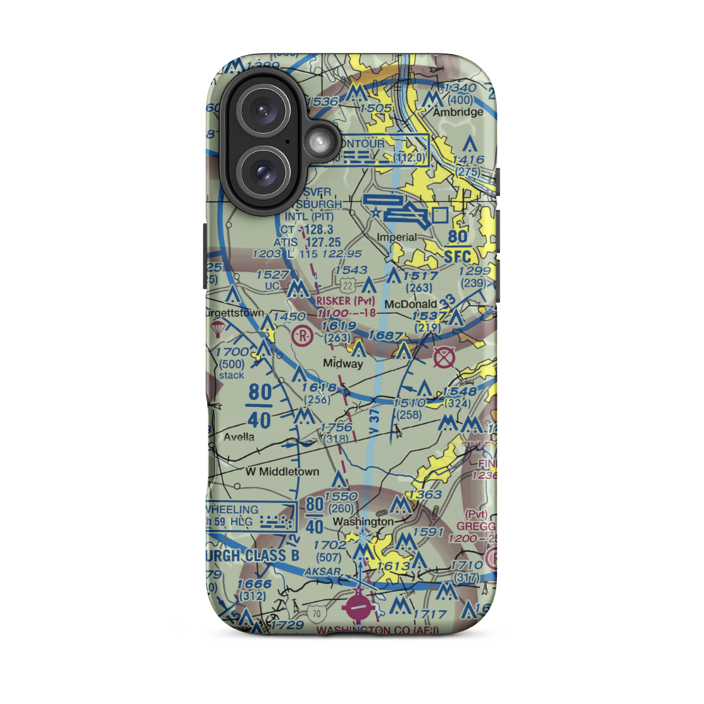Cataney Airport (PN62) VFR Sectional  Tough iPhone Case iPhone 16 Plus model shown