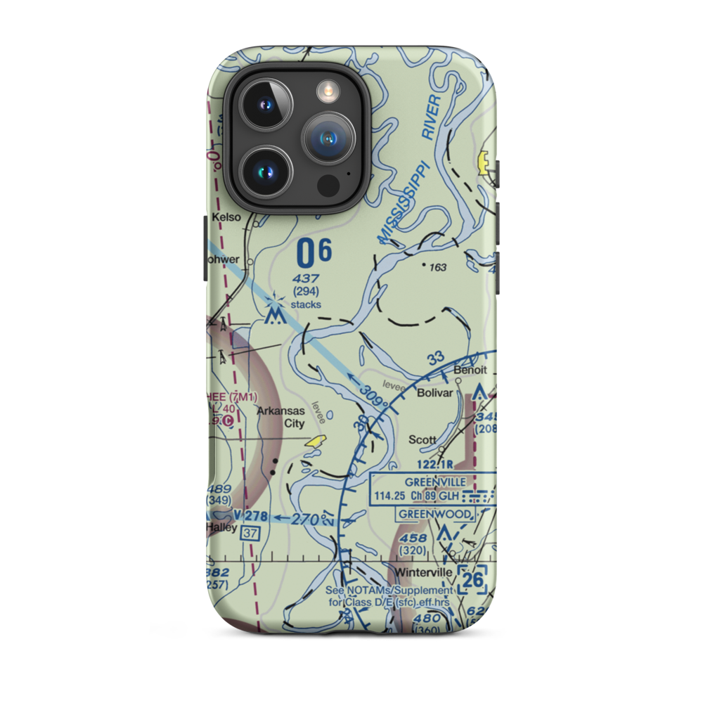 Catfish Point Airport (0MS8) VFR Sectional  Tough iPhone Case iPhone 16 Pro Max model shown